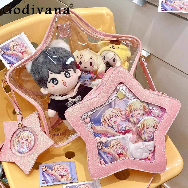 Fashion Versatile Cute Pentagram Transparent Pain Bag 2025 New Sparkling Premium Sensing Ins Wind Large Capacity Skew Backpack
Fashion Versatile Cute Pentagram Transparent Pain Bag 2025 New Sparkling Premium Sensing Ins Wind Large Capacity Skew Backpack