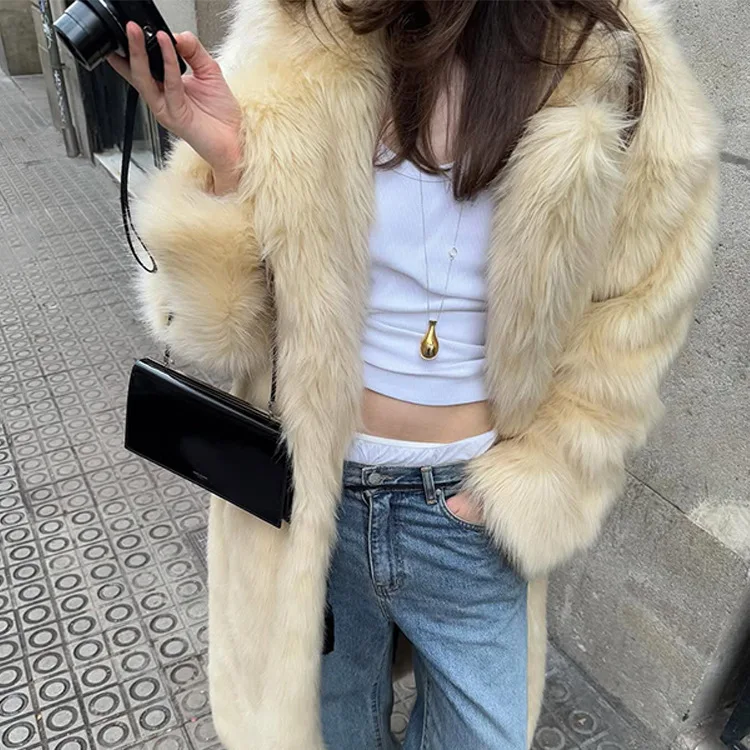 2025 New Temperament Light Beige Long Faux Fur Coat Women Autumn Winter Thickened Warm Fashion Versatile Upper Garment
2025 New Temperament Light Beige Long Faux Fur Coat Women Autumn Winter Thickened Warm Fashion Versatile Upper Garment