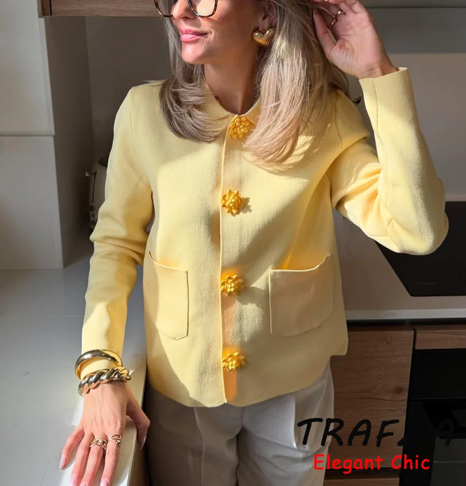 TRAFZA женская стильная желтая милая куртка с маслом, короткое пальто, новинка 2023 года, весна-лето, модная уличная вечеринка, праздничная базовая куртка
TRAFZA женская стильная желтая милая куртка с маслом, короткое пальто, новинка 2023 года, весна-лето, модная уличная вечеринка, праздничная базовая куртка