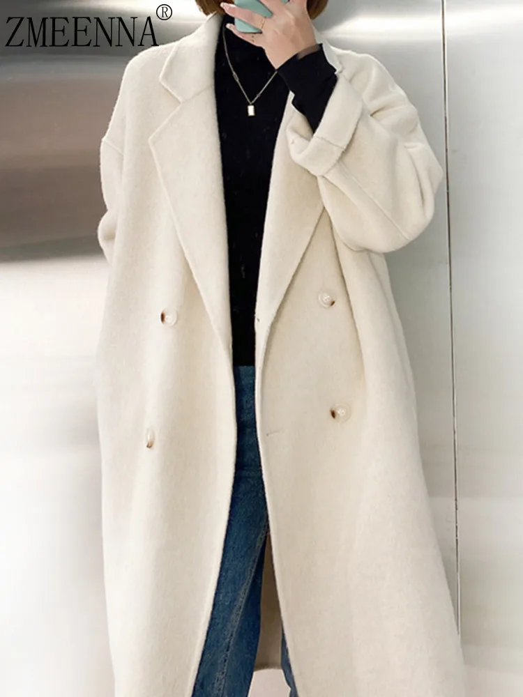 ZMEENNA Womens Elegant Cream White Wool Blend Long Double Breasted Coat Warm Winter Stylish Loose Fit Casual Daily Wear ZM3483
ZMEENNA Womens Elegant Cream White Wool Blend Long Double Breasted Coat Warm Winter Stylish Loose Fit Casual Daily Wear ZM3483