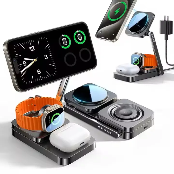 Multifunctional 3-in-1 Foldable Wireless Charger for Watches Mobile Phones & Headsets at Home & Office
Multifunctional 3-in-1 Foldable Wireless Charger for Watches Mobile Phones & Headsets at Home & Office