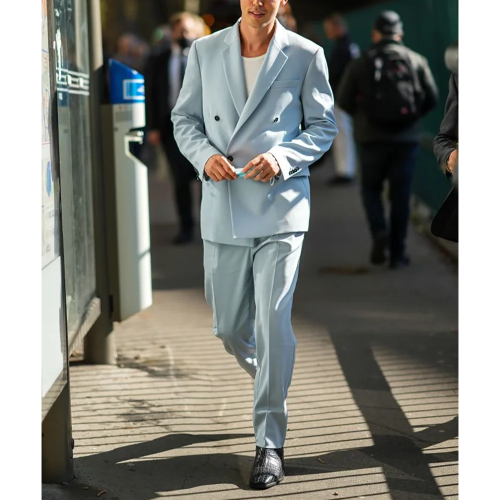 Smart Casual Men Suit Fashion Notched Lapel Front Flat Double Breasted Suit Set Two Pieces Formal Party Prom Male Clothing
Smart Casual Men Suit Fashion Notched Lapel Front Flat Double Breasted Suit Set Two Pieces Formal Party Prom Male Clothing