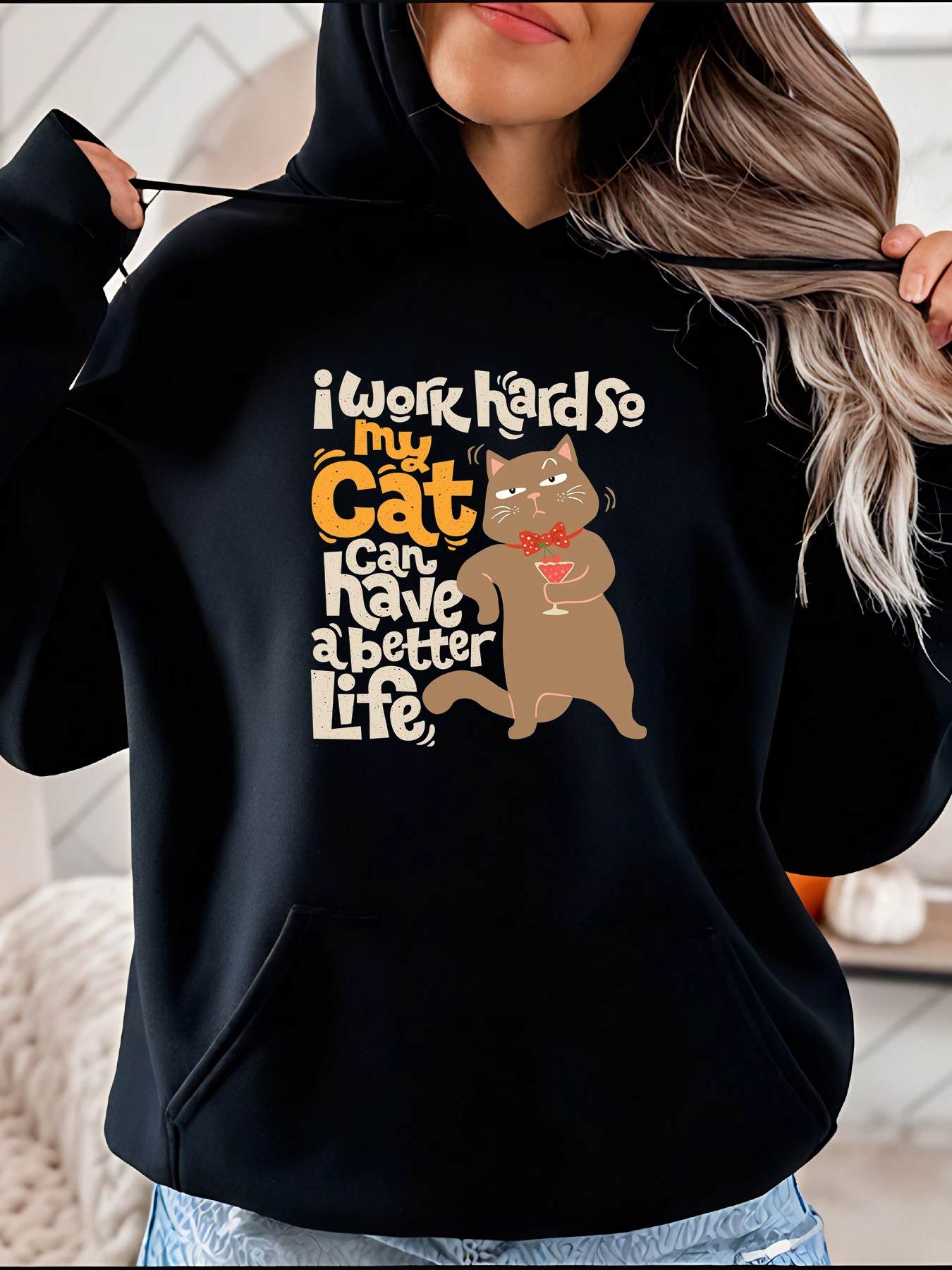 Толстовка с кошачьим принтом в повседневном стиле с мультяшным котом и коктейльным дизайном для женщин, повседневная одежда
Толстовка с кошачьим принтом в повседневном стиле с мультяшным котом и коктейльным дизайном для женщин, повседневная одежда