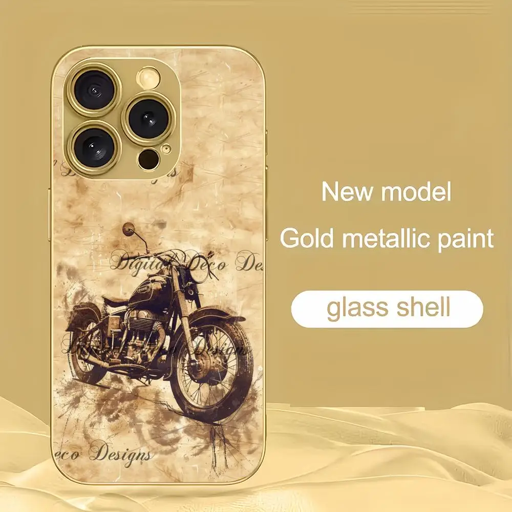 Retro-Motorcycle Phone Case Gold-plated glass phone case for iPhone 17/16/15/14/11/12/13 Pro Max
Retro-Motorcycle Phone Case Gold-plated glass phone case for iPhone 17/16/15/14/11/12/13 Pro Max