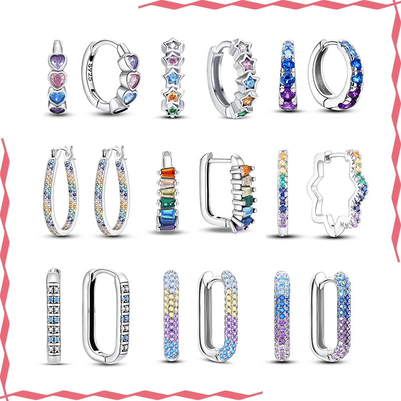 925 Sterling Silver Fashionable Exquisite Sparkling Cubic Zirconia Color Collection Double Hoop Earrings Women's Jewelry
925 Sterling Silver Fashionable Exquisite Sparkling Cubic Zirconia Color Collection Double Hoop Earrings Women's Jewelry