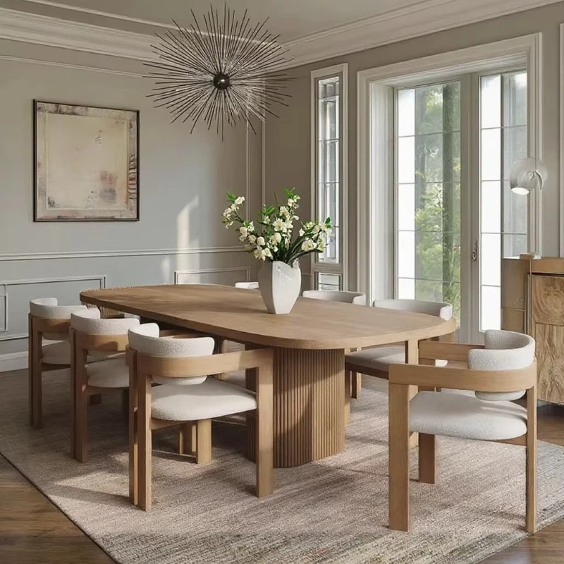 Solid wood modern 8-seat dining table set Luxury dining room furniture table and chair set
Solid wood modern 8-seat dining table set Luxury dining room furniture table and chair set