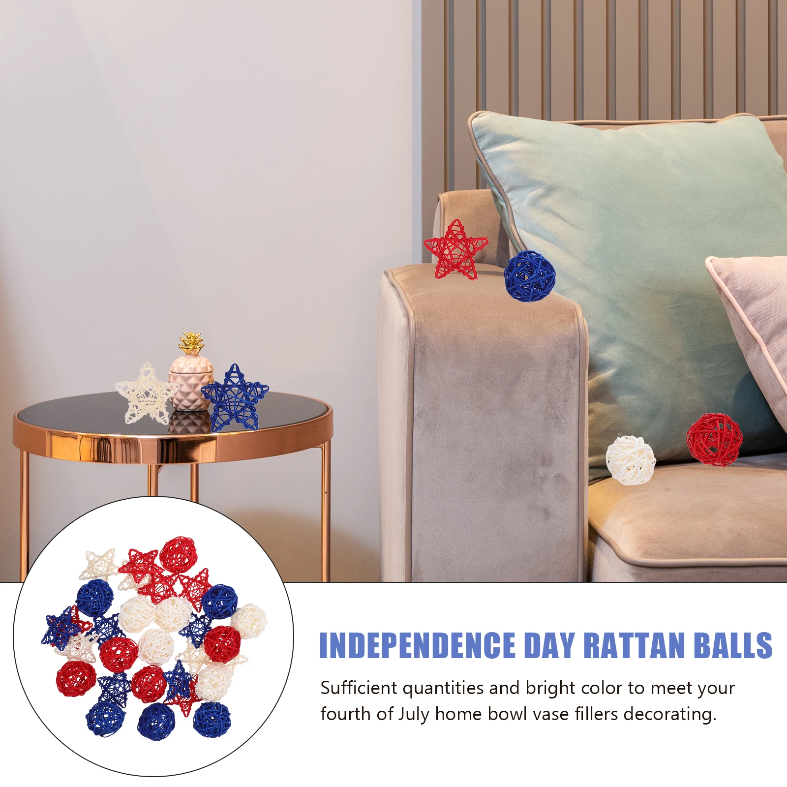 30pcs Balls Decorative Patriotic Ornaments Independence Day Rattan Balls Independence Day Party Bright Color Vase Fillers Home
30pcs Balls Decorative Patriotic Ornaments Independence Day Rattan Balls Independence Day Party Bright Color Vase Fillers Home