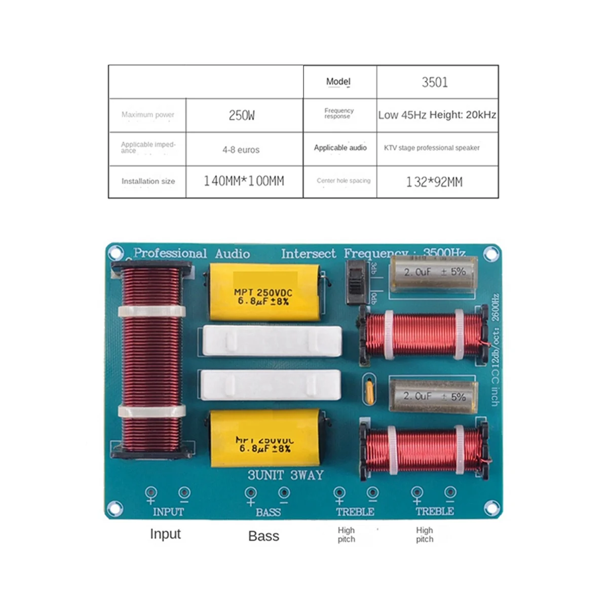 Divider 250W 2 High 2 1 Low 5 Audio Speaker Crossover 20KHZ Adjustable Treble and Bass Crossover Hifi Hi-Fi Crossover Filter
Divider 250W 2 High 2 1 Low 5 Audio Speaker Crossover 20KHZ Adjustable Treble and Bass Crossover Hifi Hi-Fi Crossover Filter