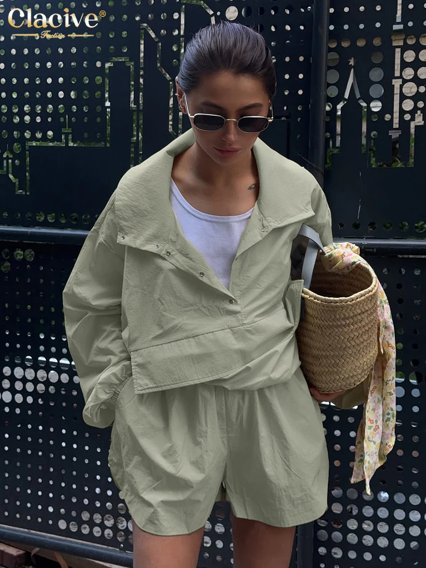 Clacive Fashion Loose Khaki Shorts Set 2 Piece Woman 2025 Elegant Long Sleeve Shirt With High Waist Shorts Set Female Clothing
Clacive Fashion Loose Khaki Shorts Set 2 Piece Woman 2025 Elegant Long Sleeve Shirt With High Waist Shorts Set Female Clothing