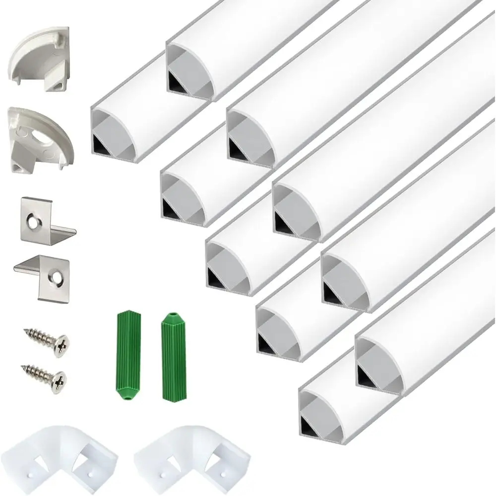 6.6T 200cm LED Strip Channel Diffuser, 10-Piece 16x16mm Anodized Silver Track with Curved Milky Cover and Mounting System
6.6T 200cm LED Strip Channel Diffuser, 10-Piece 16x16mm Anodized Silver Track with Curved Milky Cover and Mounting System