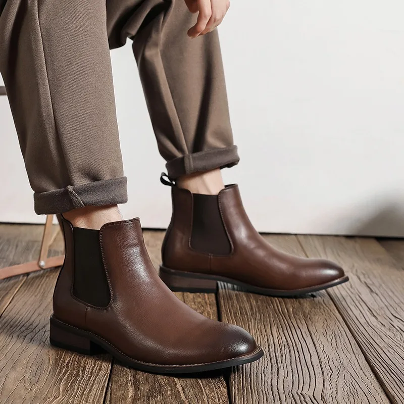 Men's Chelsea Boots Classic Handmade Leather Boots Business Dress Boot Men's Casual Ankle Boots British Style Men's Short Botas
Men's Chelsea Boots Classic Handmade Leather Boots Business Dress Boot Men's Casual Ankle Boots British Style Men's Short Botas