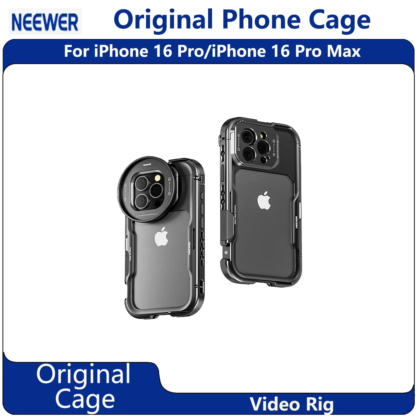 Оригинальная клетка NEEWER для iPhone 16 Pro/Pro Max, клетка для телефона с адаптером фильтра 17 мм/67 мм для записи видео
Оригинальная клетка NEEWER для iPhone 16 Pro/Pro Max, клетка для телефона с адаптером фильтра 17 мм/67 мм для записи видео 