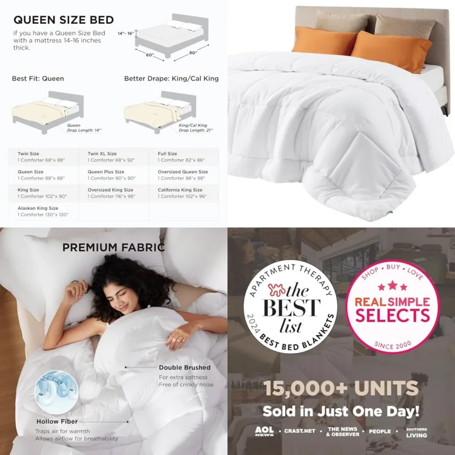 Comforter Duvet Insert - Quilted Comforters Size, All Season Duvet, GentleSoft Down Alternative Bedding Blanket, with 8 Tabs, G
Comforter Duvet Insert - Quilted Comforters Size, All Season Duvet, GentleSoft Down Alternative Bedding Blanket, with 8 Tabs, G