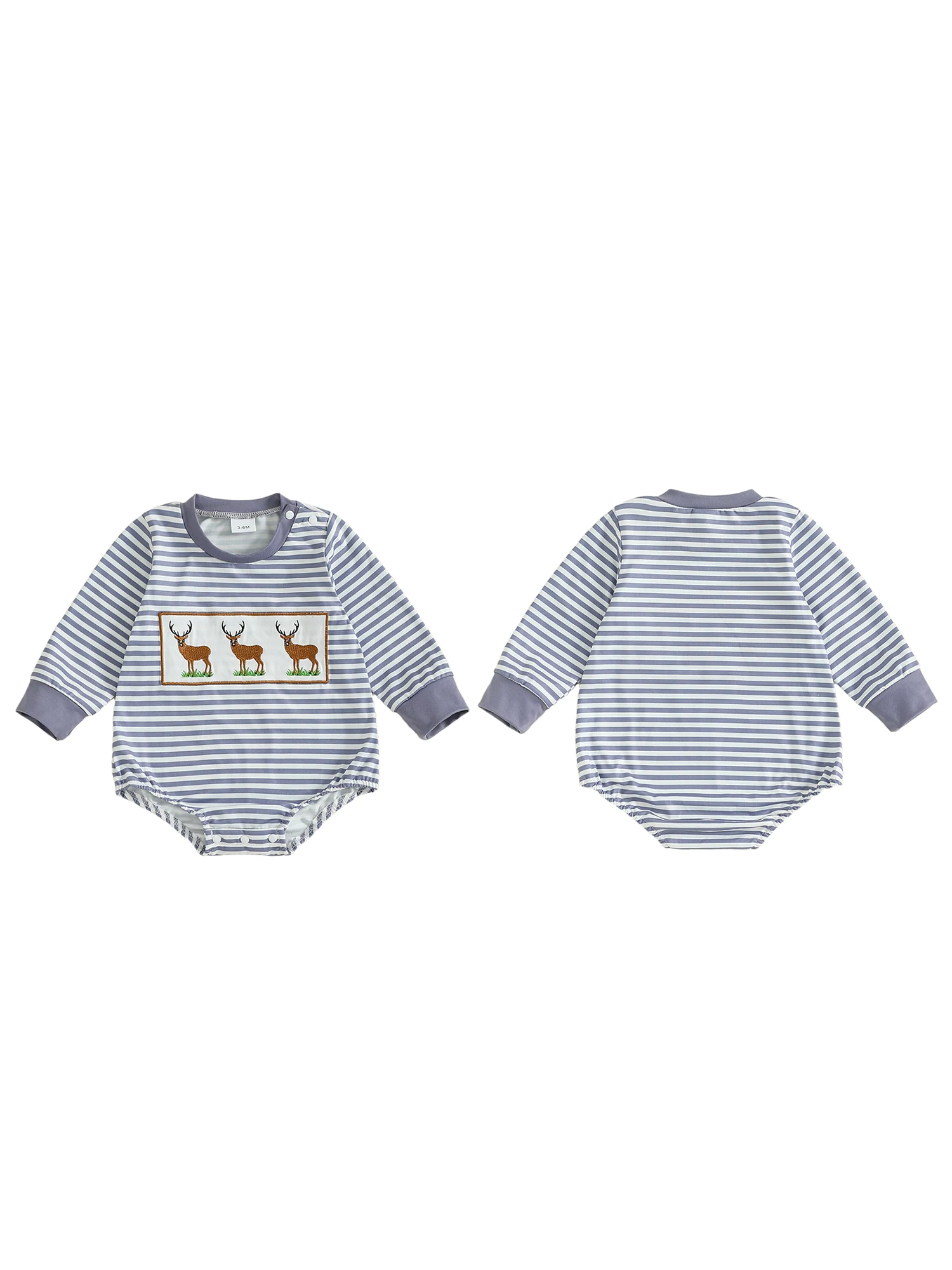 Newborn Baby Girl Boy Rompers Winter Long Sleeve Striped Reindeer Embroidery Crew Neck Jumpsuit Christmas Outfit
Newborn Baby Girl Boy Rompers Winter Long Sleeve Striped Reindeer Embroidery Crew Neck Jumpsuit Christmas Outfit