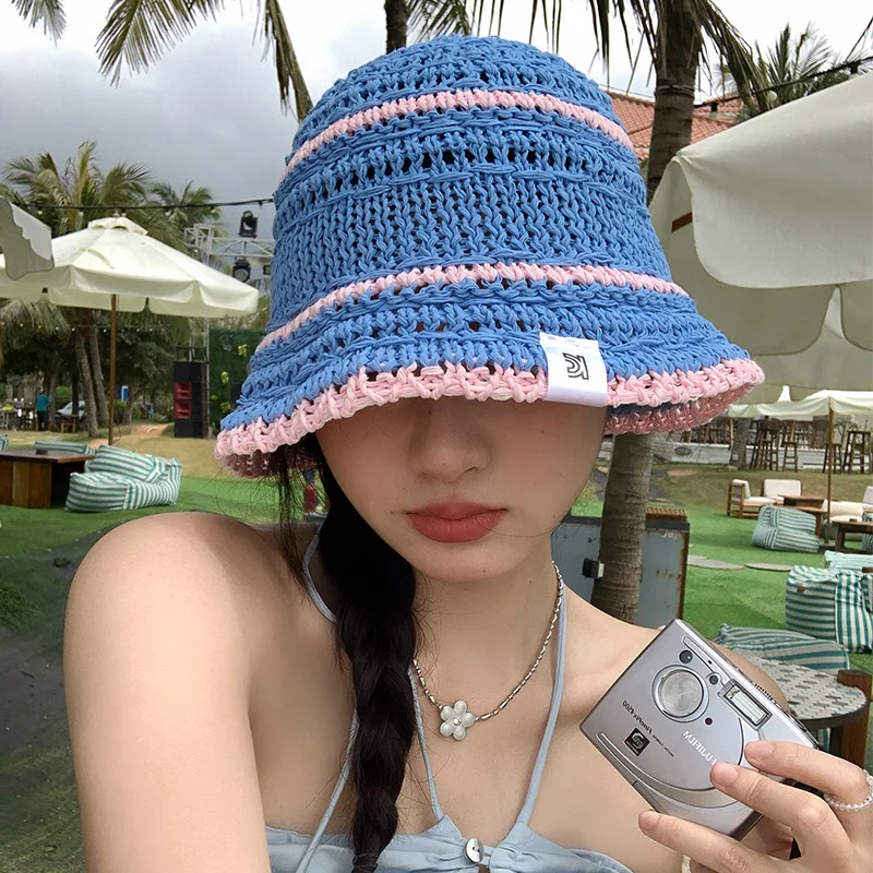 Korean Ins Color Matching Woven Straw Hat Summer Vacation Wind Shading Vacation Hollow Breathable Foldable Sun Cap for Women's
Korean Ins Color Matching Woven Straw Hat Summer Vacation Wind Shading Vacation Hollow Breathable Foldable Sun Cap for Women's