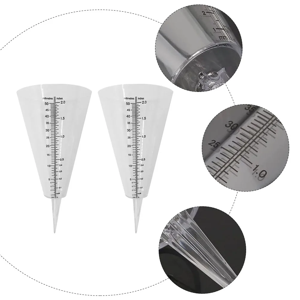 2Pcs Transparent Rain Gauge Cone Shape Plastic Rainfall Meter for Lawn Garden Farming Outdoor Use Rain Gauge Rainfall Meter 
2Pcs Transparent Rain Gauge Cone Shape Plastic Rainfall Meter for Lawn Garden Farming Outdoor Use Rain Gauge Rainfall Meter