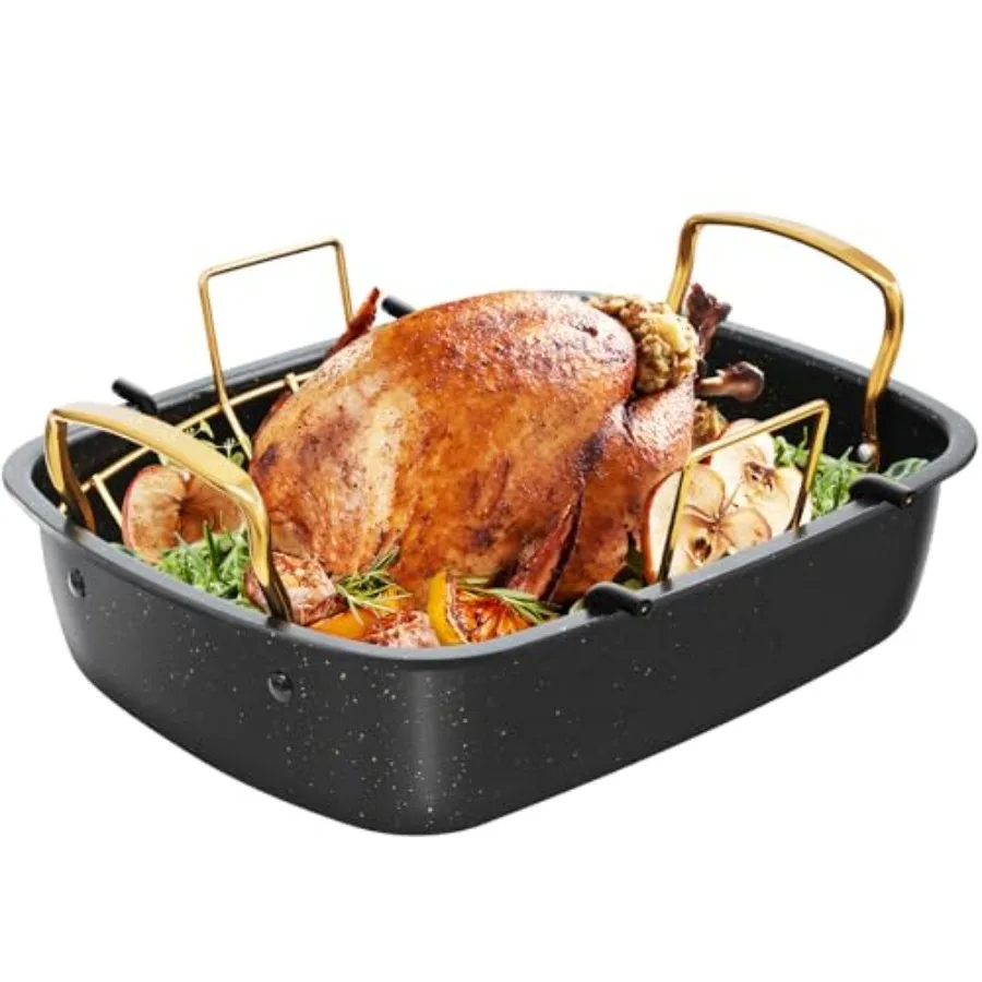 Roasting Pan 17 Inch x 13 Inch Roaster with Removable Rack Nonstick Roaster Pan for Roasting Turkey Meat and Vegetables Gold
Roasting Pan 17 Inch x 13 Inch Roaster with Removable Rack Nonstick Roaster Pan for Roasting Turkey Meat and Vegetables Gold