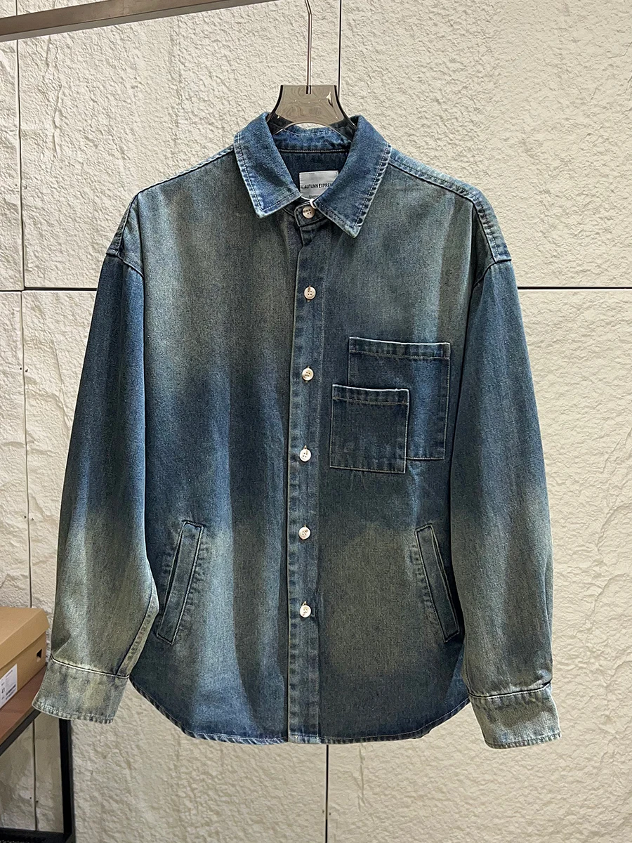 Retro Washed Distressed White Long Sleeve Denim Shirt Loose Casual Workwear for Men And Women Autumn Season Breathable Cotton...
Retro Washed Distressed White Long Sleeve Denim Shirt Loose Casual Workwear for Men And Women Autumn Season Breathable Cotton...