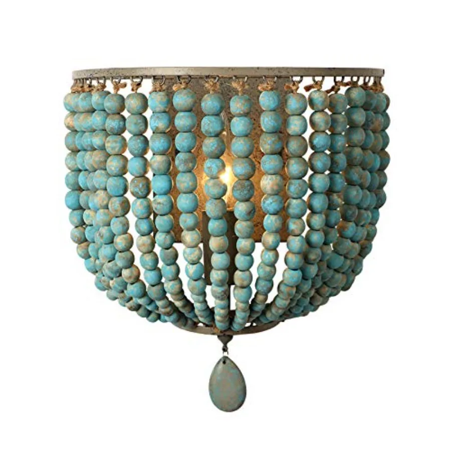 Vintage Wood Bead Wall Lamp Retro Antique with Hard Wired for Bedroom Fixtures Blue
Vintage Wood Bead Wall Lamp Retro Antique with Hard Wired for Bedroom Fixtures Blue