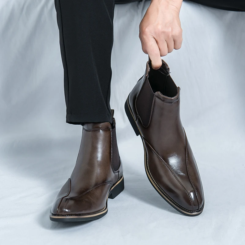 Men High Top Boots PU Solid Color Low Heel Professional Business Men Boots Size 38-46
Men High Top Boots PU Solid Color Low Heel Professional Business Men Boots Size 38-46