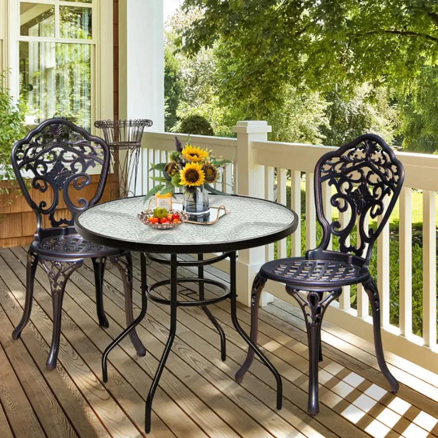 32 Inch Patio Tempered Glass Steel Frame Round Table with Convenient Umbrella Hole
32 Inch Patio Tempered Glass Steel Frame Round Table with Convenient Umbrella Hole