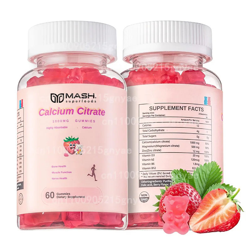 Calcium Citrate Gummies, Containing Vitamins D3 and K2, Magnesium, Support Bone and Muscle Health, Enhance Immunity, Sugar Free
Calcium Citrate Gummies, Containing Vitamins D3 and K2, Magnesium, Support Bone and Muscle Health, Enhance Immunity, Sugar Free