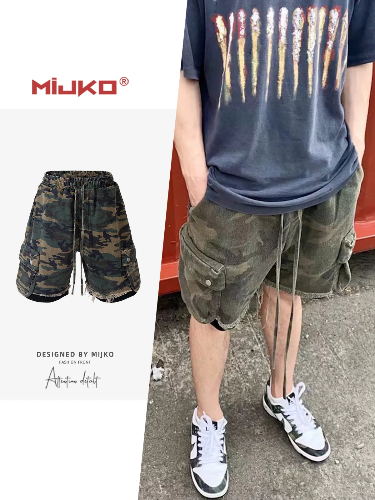 MIJKO Unisex Casual Camouflage Work Shorts Spring Summer Heavyweight Drawstring Splicing Design ZJ012
MIJKO Unisex Casual Camouflage Work Shorts Spring Summer Heavyweight Drawstring Splicing Design ZJ012