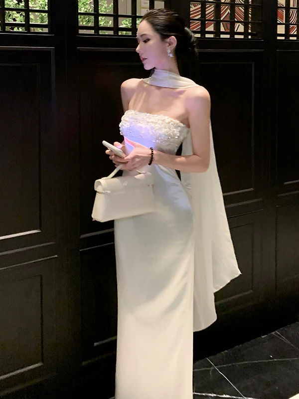 White Sequin Satin Wrap Bodycon Long Dress Women's Spring High-End Sensation Lady Evening Gown Heavy Embellishment Chiffon
White Sequin Satin Wrap Bodycon Long Dress Women's Spring High-End Sensation Lady Evening Gown Heavy Embellishment Chiffon