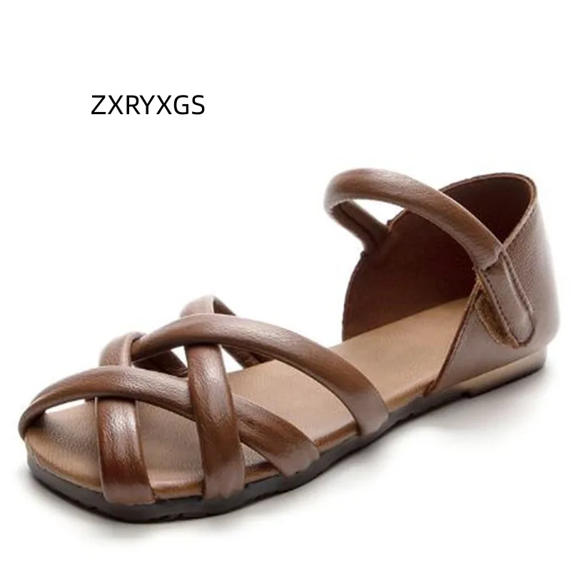 ZXRYXGS 2023 Top Layer Cowhide Handmade Retro Roman Sandals for Women Comfortable Flat Sandals Woven Hollowwomen Leather Sandals
ZXRYXGS 2023 Top Layer Cowhide Handmade Retro Roman Sandals for Women Comfortable Flat Sandals Woven Hollowwomen Leather Sandals