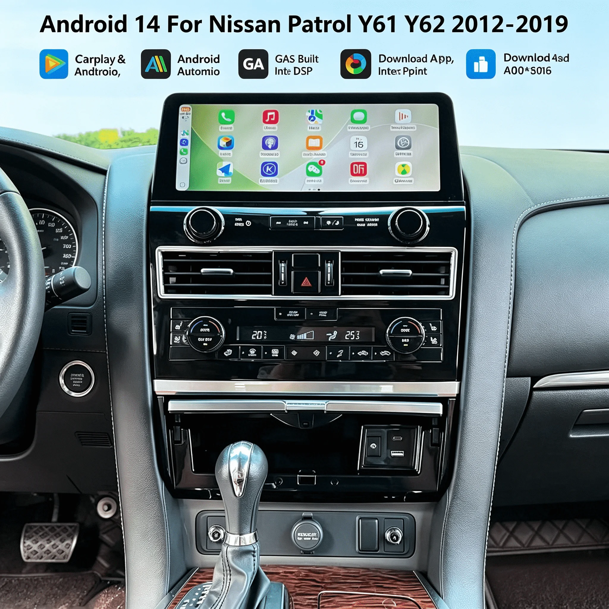 12.3inch Android 14 For Nissan Patrol Y61 Y62 Car Radio GPS Video Player Carplay HU Screen Carplay Auto wifi 4G Multimedia
12.3inch Android 14 For Nissan Patrol Y61 Y62 Car Radio GPS Video Player Carplay HU Screen Carplay Auto wifi 4G Multimedia