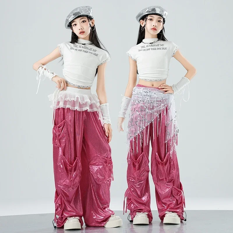 Girl Hip Hop Dancing Costume Jazz Dance Stage Set KPOP Outfit Kids Performance Clothes White Crop Tops Pink Leather Pants XH2652
Girl Hip Hop Dancing Costume Jazz Dance Stage Set KPOP Outfit Kids Performance Clothes White Crop Tops Pink Leather Pants XH2652