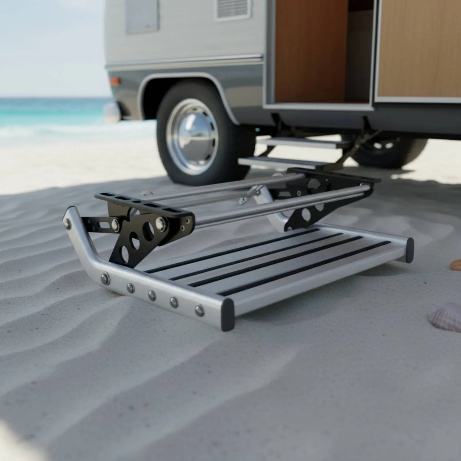 Folding RV Step Foldable Folding Motorhome Step Space-Saving Anti-Slip Surface for Camping
Folding RV Step Foldable Folding Motorhome Step Space-Saving Anti-Slip Surface for Camping