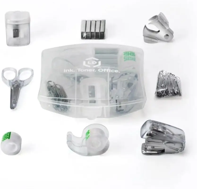 Clear Mini Office Supply Kit with Scissors, Tape Dispenser, Pencil Sharpener, Stapler & Staple Remover for On-the-Go
Clear Mini Office Supply Kit with Scissors, Tape Dispenser, Pencil Sharpener, Stapler & Staple Remover for On-the-Go