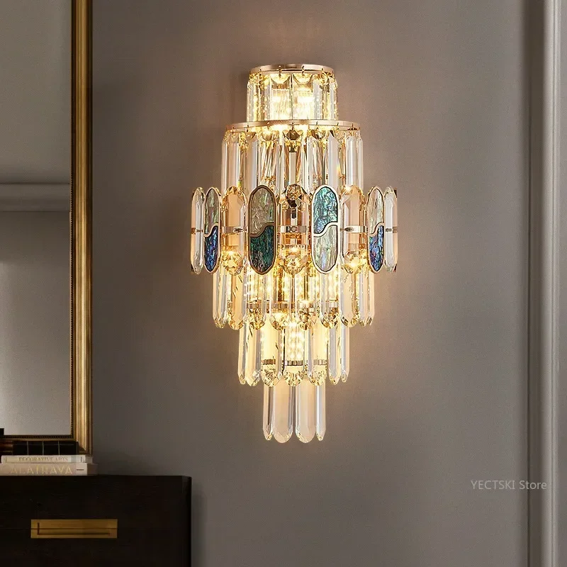 GHEUVNJ Champagne gold wall lamp, living room light luxury crystal, creative personality, bedroom bedside lamp, Nordic aisle la
GHEUVNJ Champagne gold wall lamp, living room light luxury crystal, creative personality, bedroom bedside lamp, Nordic aisle la