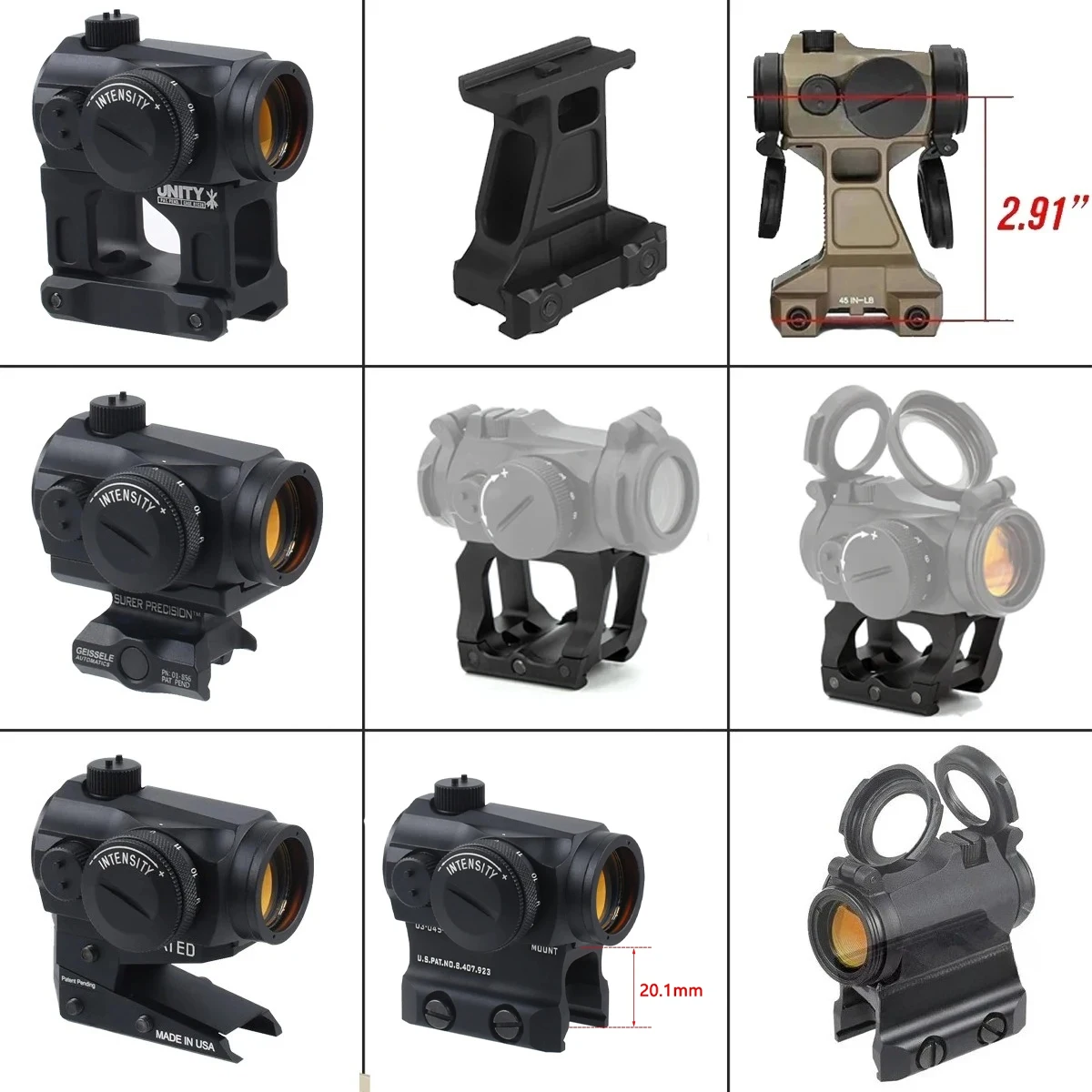 Tactical T01 T02 2MOA Red Dot Sight 1x22 Reflex Optics Riflescopes UNITY 1.54 1.93 2.26 Inch Riser Mount with Original Marking
Tactical T01 T02 2MOA Red Dot Sight 1x22 Reflex Optics Riflescopes UNITY 1.54 1.93 2.26 Inch Riser Mount with Original Marking