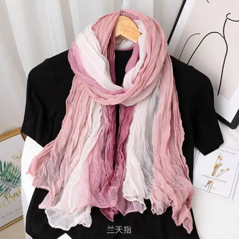 Women's New Four Seasons Gradient Color Pleated Scarf Thin Rectangular Neck Protector Warm Scarf Beach Sun Protedtion Shawl
Women's New Four Seasons Gradient Color Pleated Scarf Thin Rectangular Neck Protector Warm Scarf Beach Sun Protedtion Shawl