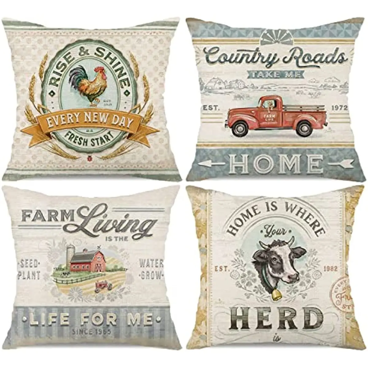 Vintage Farmhouse Animal Pillow Case Set of 4 Pieces Vintage Truck Rooster Sheep Feed Seed Home Decoration Pillow Case
Vintage Farmhouse Animal Pillow Case Set of 4 Pieces Vintage Truck Rooster Sheep Feed Seed Home Decoration Pillow Case