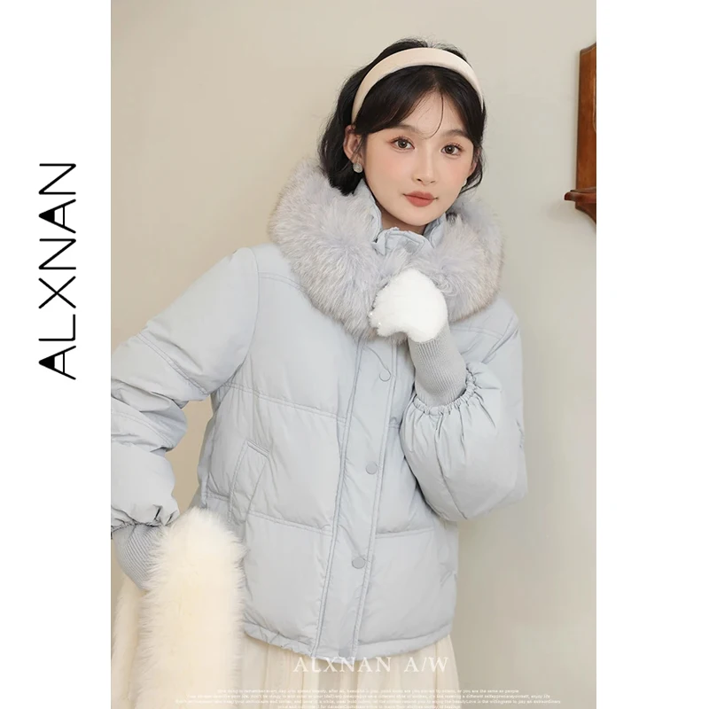 ALXNAN Women's Gray Blue Hooded Down Jacket Winter Thick Fur Collar Short Warm Elegant Casual Female Outerwear Coats LXN32392
ALXNAN Women's Gray Blue Hooded Down Jacket Winter Thick Fur Collar Short Warm Elegant Casual Female Outerwear Coats LXN32392