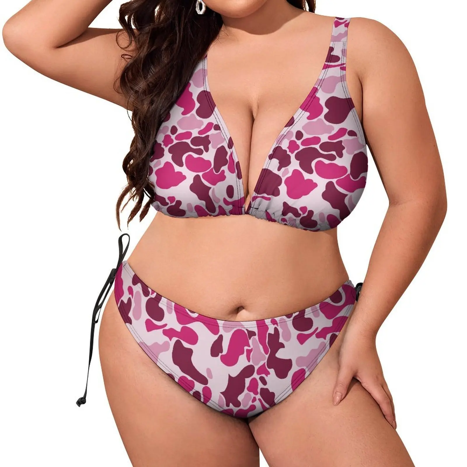 Summer Custom Polynesian Large-Sized Gathered Bikini With Pink Camouflage Print And Cloud Pattern Swimwear Set Of 2 Pieces
Summer Custom Polynesian Large-Sized Gathered Bikini With Pink Camouflage Print And Cloud Pattern Swimwear Set Of 2 Pieces