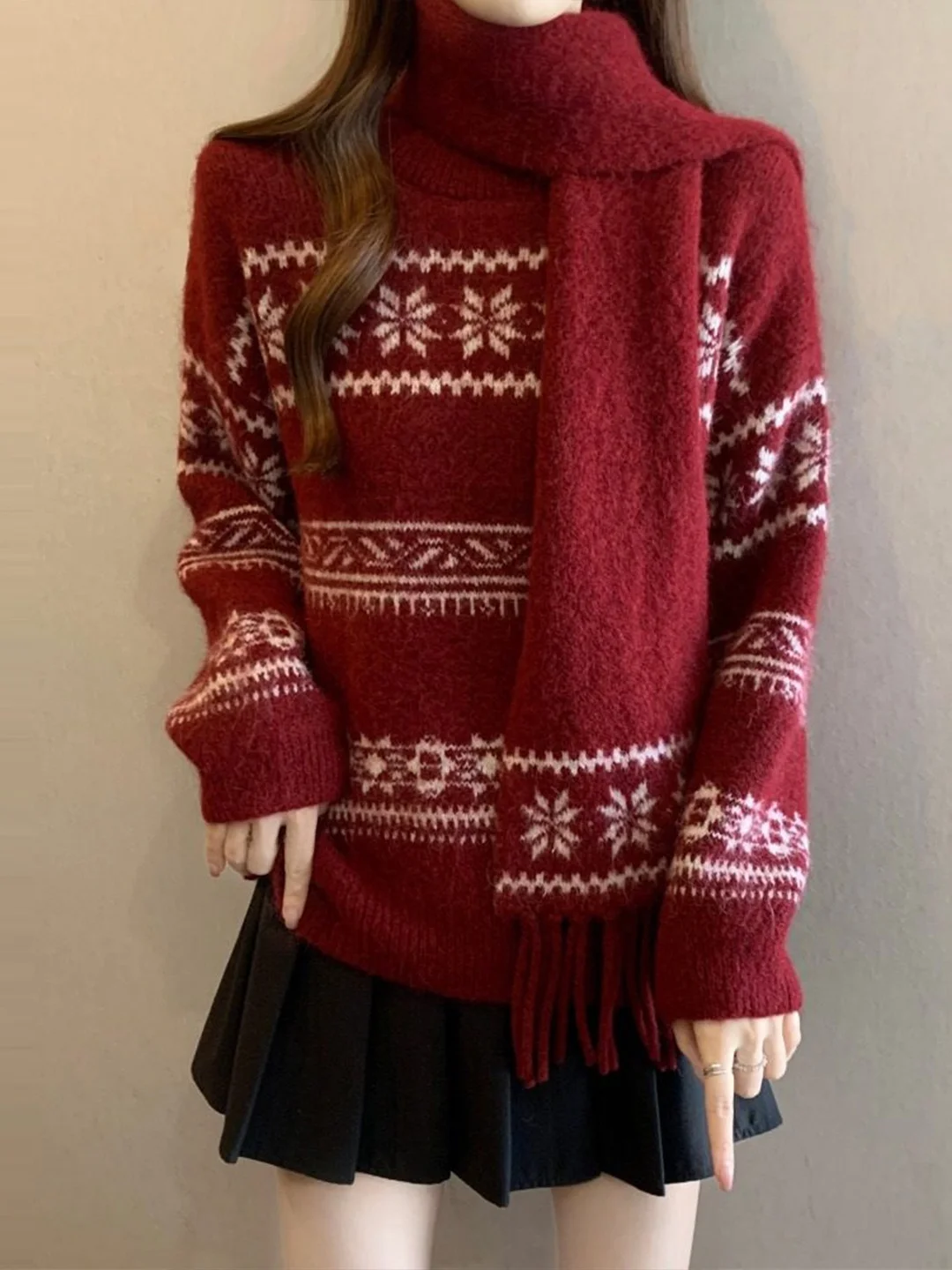 Red Long Sleeve Sweater Women's Lazy Style Loose Knitted Top Winter Fashion plus Size Comfortable Polyester Fiber round Neck
Red Long Sleeve Sweater Women's Lazy Style Loose Knitted Top Winter Fashion plus Size Comfortable Polyester Fiber round Neck