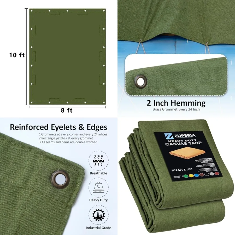 Heavy Duty Canvas Tarp of with Rustproof Grommets, UV Resistant Tear Resistant Multipurpose Tarpaulin Cover for Outdoor, Indust
Heavy Duty Canvas Tarp of with Rustproof Grommets, UV Resistant Tear Resistant Multipurpose Tarpaulin Cover for Outdoor, Indust