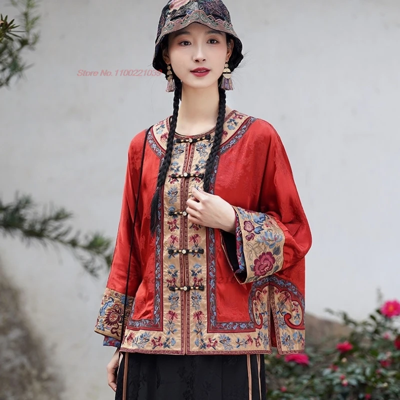 Винтажное китайское пальто 2026 года с традиционной цветочной вышивкой, улучшенная модель, восточный стиль, топы в стиле ханьфу, атласный жаккард, с круглым вырезом, народный жакет
Винтажное китайское пальто 2026 года с традиционной цветочной вышивкой, улучшенная модель, восточный стиль, топы в стиле ханьфу, атласный жаккард, с круглым вырезом, народный жакет