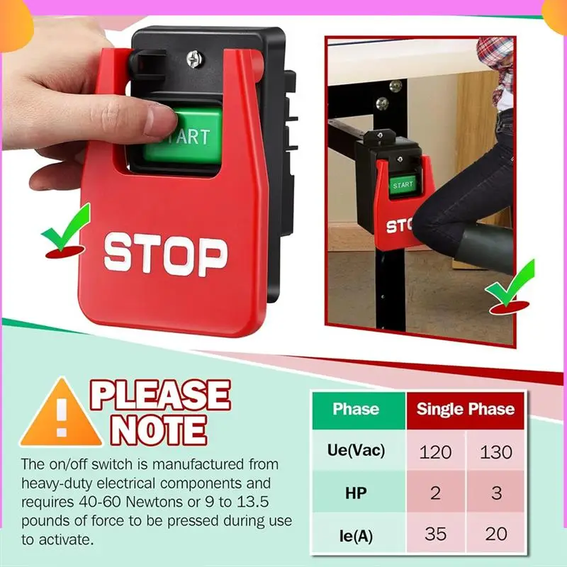 A23P High Visibility 110/220V Single Phase Safety Power Switch With Stop Sign For Table Saw
A23P High Visibility 110/220V Single Phase Safety Power Switch With Stop Sign For Table Saw