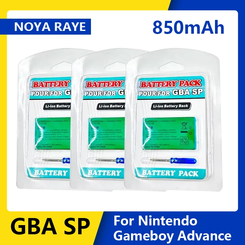 GBA SP Battery 850mAh 3.7V GBA SP Rechargeable Lithium-ion Battery+Tool Pack Kit for Nintendo Gameboy Advance
GBA SP Battery 850mAh 3.7V GBA SP Rechargeable Lithium-ion Battery+Tool Pack Kit for Nintendo Gameboy Advance