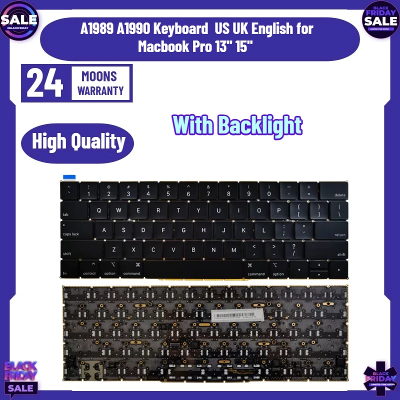 A1989 A1990 Keyboard with Backlight US UK English for Macbook Pro 13" 15" Keyboard MR9Q2 MR932 MR942 EMC 3124 EMC 3215
A1989 A1990 Keyboard with Backlight US UK English for Macbook Pro 13" 15" Keyboard MR9Q2 MR932 MR942 EMC 3124 EMC 3215