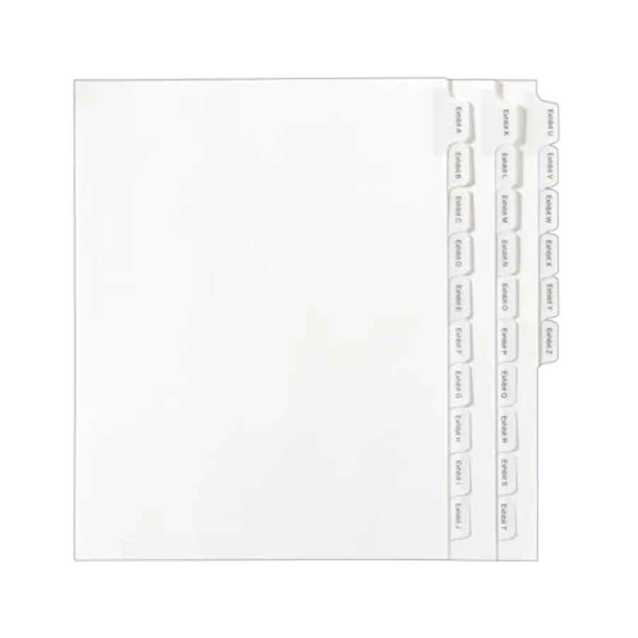 Collated Legal Dividers Allstate Style, Letter Size, EXHIBIT A-Z Tab Set 82105
Collated Legal Dividers Allstate Style, Letter Size, EXHIBIT A-Z Tab Set 82105