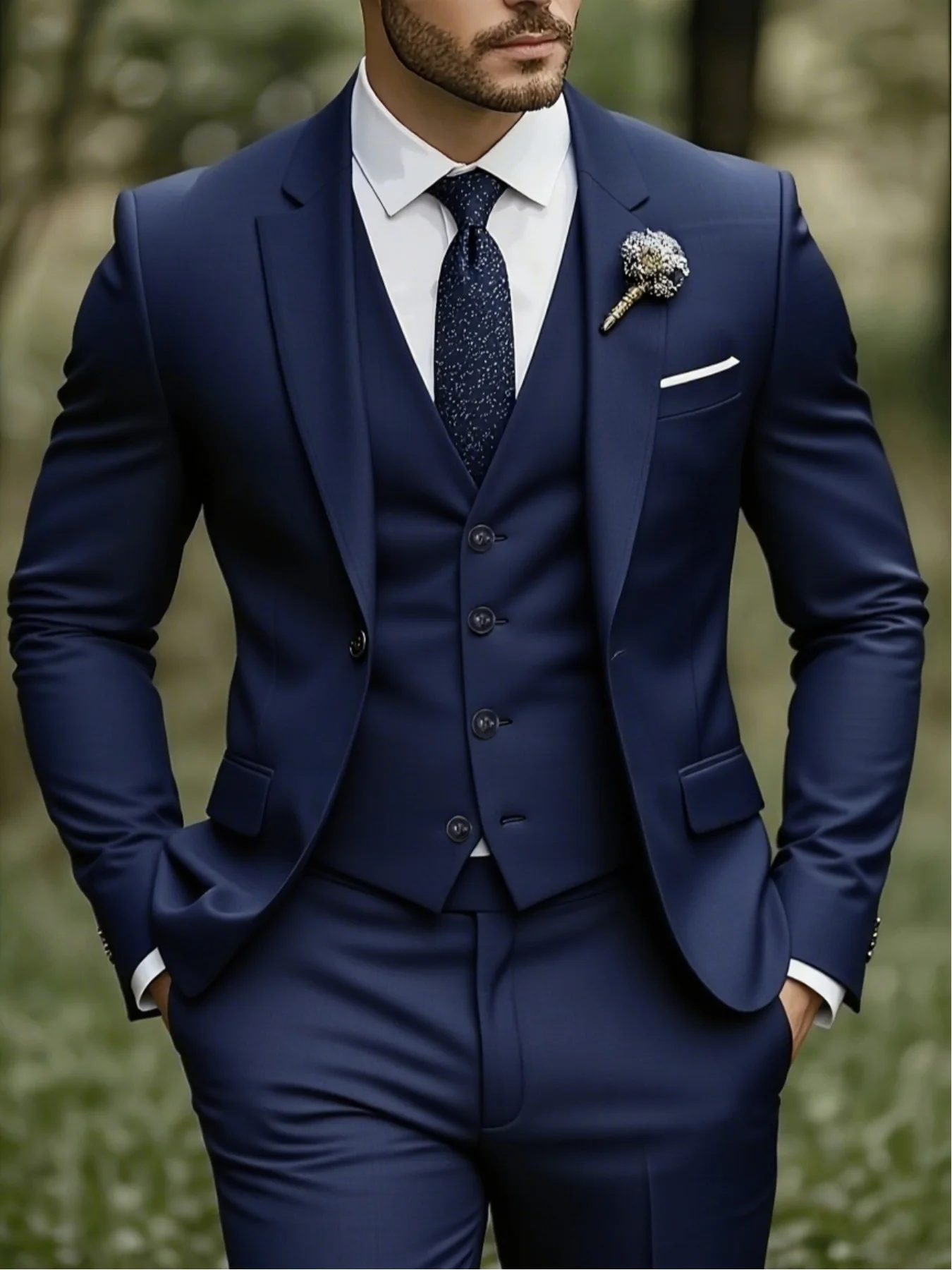Men's Classic Fit 3-Piece Suit Single Breasted Solid Color Blazer Elegant Office Party Wedding Set
Men's Classic Fit 3-Piece Suit Single Breasted Solid Color Blazer Elegant Office Party Wedding Set
