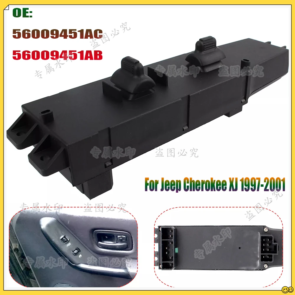 Для Jeep Cherokee XJ 1997 1998 1999 2000 2001, электрический переключатель стеклоподъемника, кнопка управления 56009451AC 56009451AB, автомобильные аксессуары
Для Jeep Cherokee XJ 1997 1998 1999 2000 2001, электрический переключатель стеклоподъемника, кнопка управления 56009451AC 56009451AB, автомобильные аксессуары