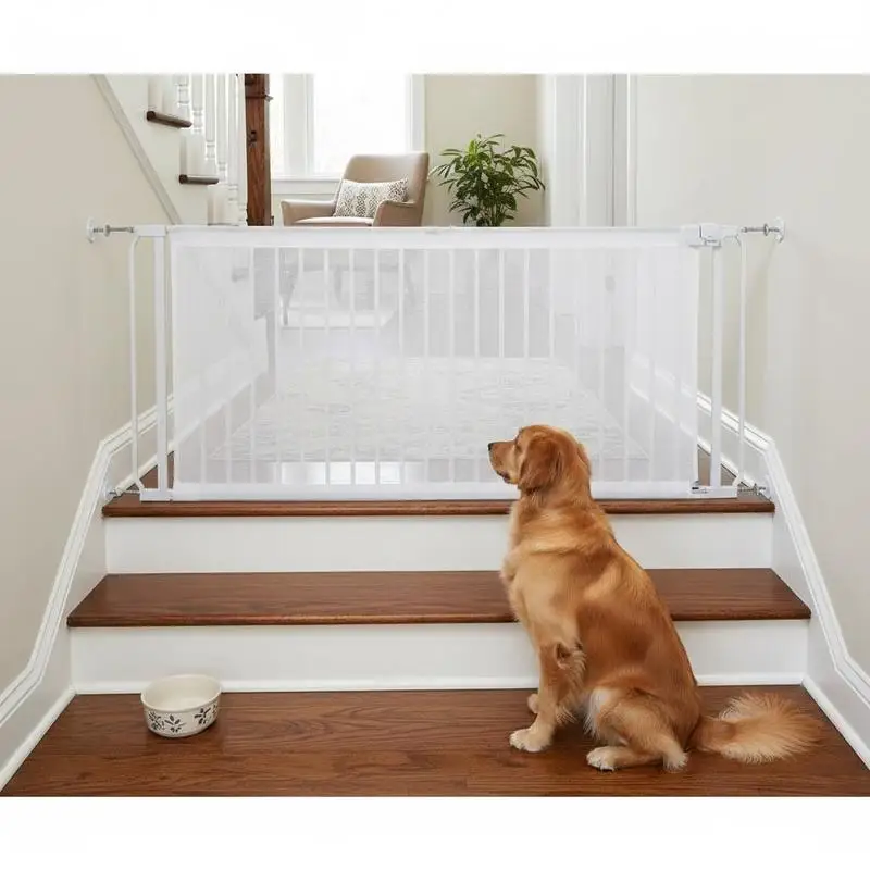 Retractable Safety Fence 57x38.5 Inch For Stairs Hallways Doorways, Security Lock Easy Operation Trip-Free Design White Mesh Pet Barrier
Retractable Safety Fence 57x38.5 Inch For Stairs Hallways Doorways, Security Lock Easy Operation Trip-Free Design White Mesh Pet Barrier