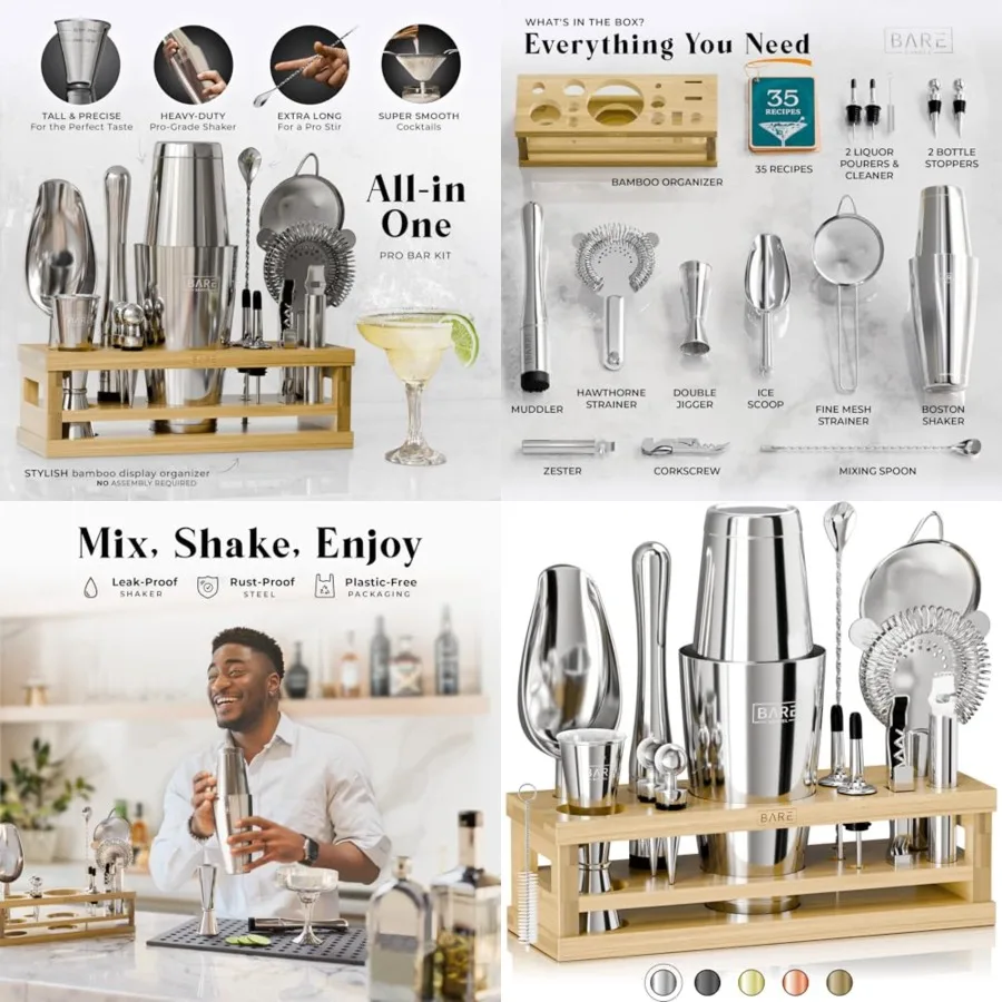 Mixology Bartender Kit Bar Set 16-Piece Cocktail Shaker Set Martini Barware Mixing Tools for Home Bartending Incl. 35 Recipe Ca
Mixology Bartender Kit Bar Set 16-Piece Cocktail Shaker Set Martini Barware Mixing Tools for Home Bartending Incl. 35 Recipe Ca
